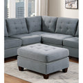 Linen Like Fabric Upholstered Cocktail Ottoman In Grey Grey Solid Rectangle Tufted Fabric