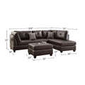 Faux Leather Reversible Sectional Sofa With Ottoman In Espresso Espresso Cushion Back L Shaped Pillow Top Arms Pu Leather