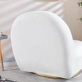 Modern Velvet Swivel Accent Chair, Swivel Barrel Chair With Gold Finish Stainless Steel Base White Polyester