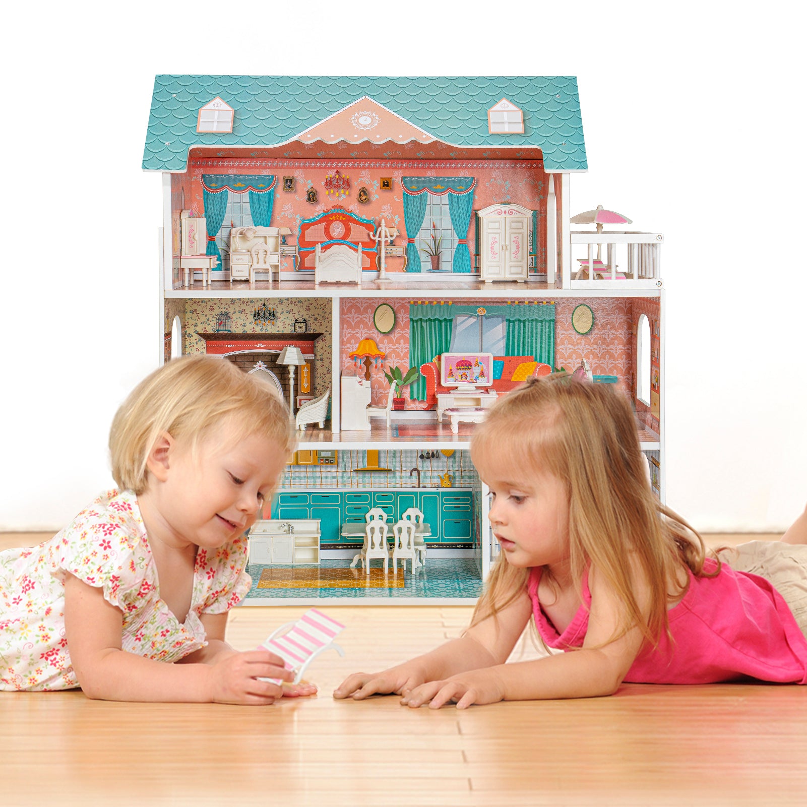 Modern Wooden Dollhouse for Kids, Birthday