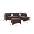 Chenille Reversible Sectional Sofa With Ottoamn In Dark Coffee Coffee Cushion Back L Shaped Pillow Top Arms Chenille