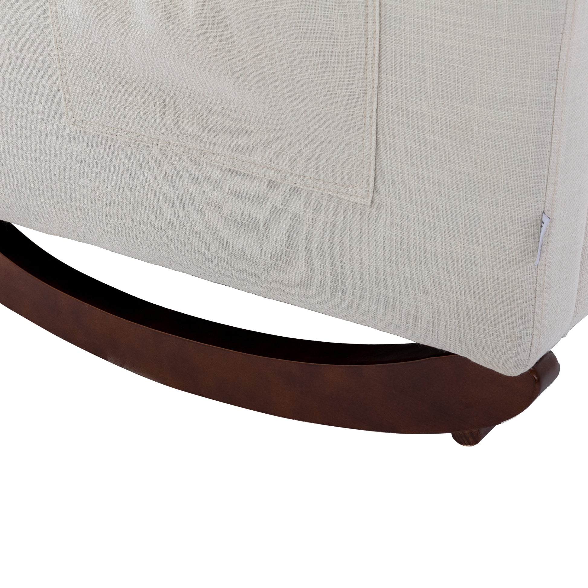 High Back Rocking Chair Nursery Chair .Comfortable Rocker Fabric Padded Seat .Modern High Back Armchair Beige Polyester