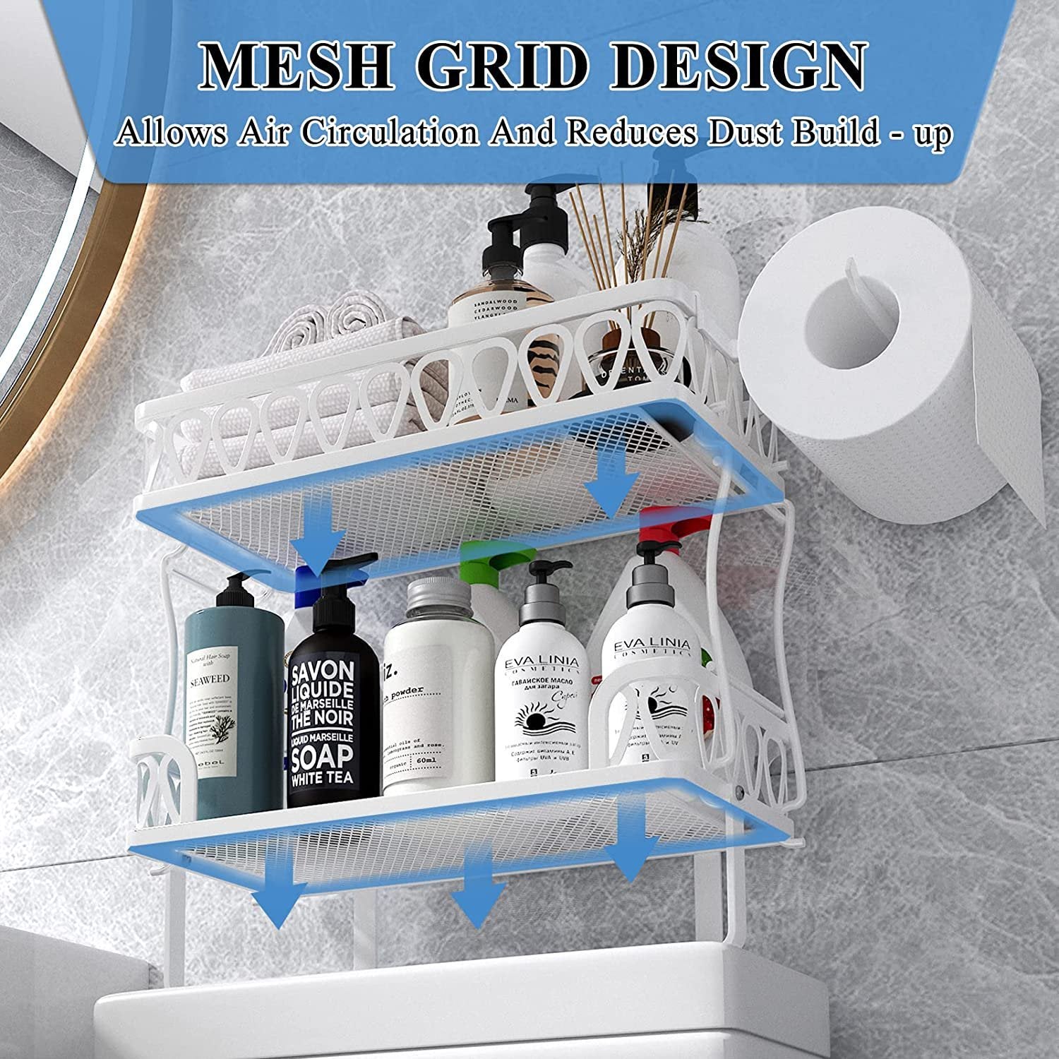 Stacking Shower Caddy Shelf Toilet Rack 2 Layer -