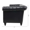 83.46'' Black Pu Rolled Arm Chesterfield Three Seater Sofa. Black Pu