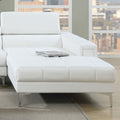 Bonded Leather Sectional Sofa With Adjustable Headrest In White White Contemporary L Shaped Square Arms Pu Leather