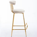 Bar Stool Set Of 2, Luxury Velvet High Bar Stool With Metal Legs And Soft Back, Pub Stool Chairs Armless Modern Kitchen High Dining Chairs With Metal Legs, Beige Beige Velvet