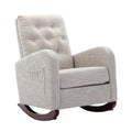 High Back Rocking Chair Nursery Chair .Comfortable Rocker Fabric Padded Seat .Modern High Back Armchair Light Gray Polyester