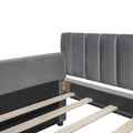 Twin Size Upholstered Daybed With Drawers, Wood Slat Support, Gray Gray Velvet