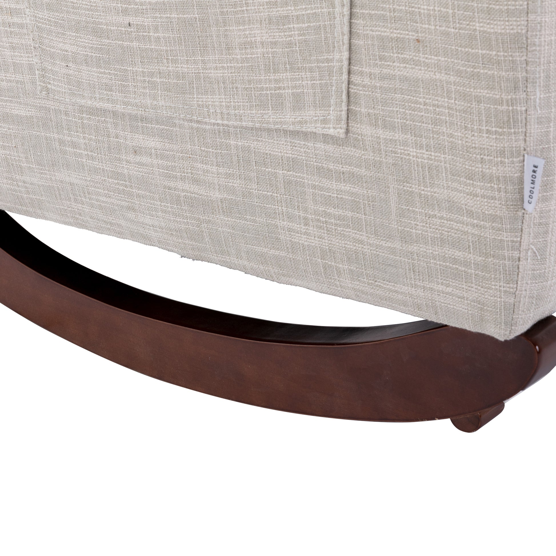 High Back Rocking Chair Nursery Chair .Comfortable Rocker Fabric Padded Seat .Modern High Back Armchair Light Gray Polyester