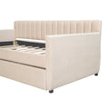 Twin Size Upholstered Daybed With Drawers, Wood Slat Support, Beige Beige Velvet