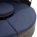 Kd Rattan Round Lounge With Canopy Bali Canopy Bed Outdoor, Wicker Outdoor Sofa Bed With Lift Coffee Table Navy Blue Cotton Steel
