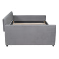 Full Size Upholstered Daybed With Trundle And Wood Slat Support, Gray Gray Velvet