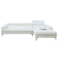 Bonded Leather Sectional Sofa With Adjustable Headrest In White White Contemporary L Shaped Square Arms Pu Leather