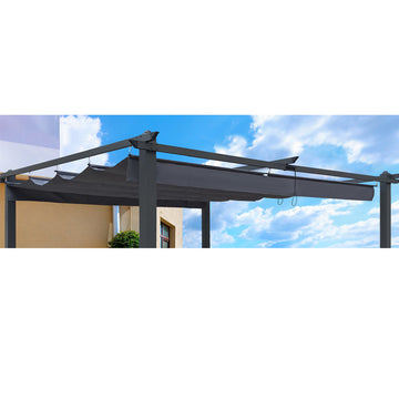 Replacement Canopy Top Cover Fabric For 13 X 10 Ft Outdoor Patio Retractable Pergola Sun Shelter Canopy Gray Polyester