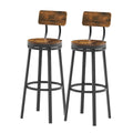 Swivel Bar Stool Set Of 2 With Backrest, Industrial Style, Metal Frame, 29.5'' High For Dining Room. Rustic Brown, 13.4''W X 40.5''H. Wood Rustic Brown Seats 2 Brown Dining Room American Design,Industrial Particle Board Particle Board