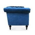 83.66 Inch Width Traditional Square Arm Removable Cushion 3 Seater Sofa Blue Polyester Fabric