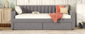 Twin Size Upholstered Daybed With Drawers, Wood Slat Support, Gray Gray Velvet