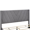 Queen Size Storage Bed Linen Upholstered Platform Bed With 3 Drawers Gray Gray Upholstered