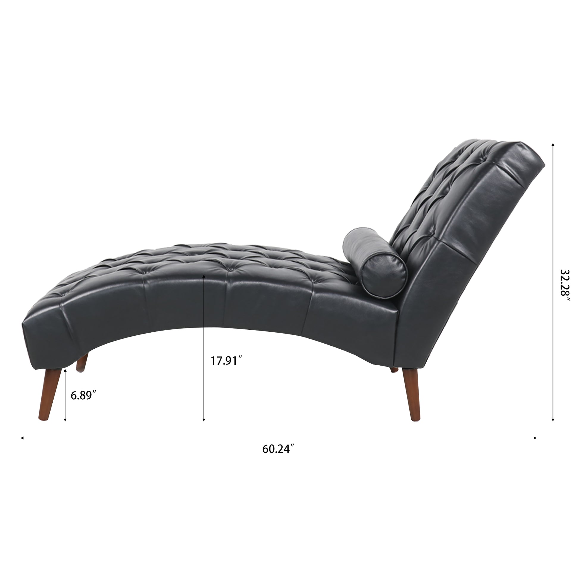 Upholstered Chaise Lounge Black Pu