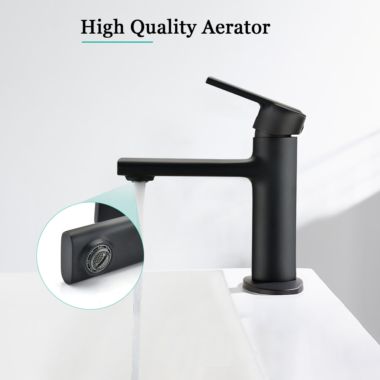 Matte Black Single Hole Bathroom Faucet With Deck Plate Matte Black Brass