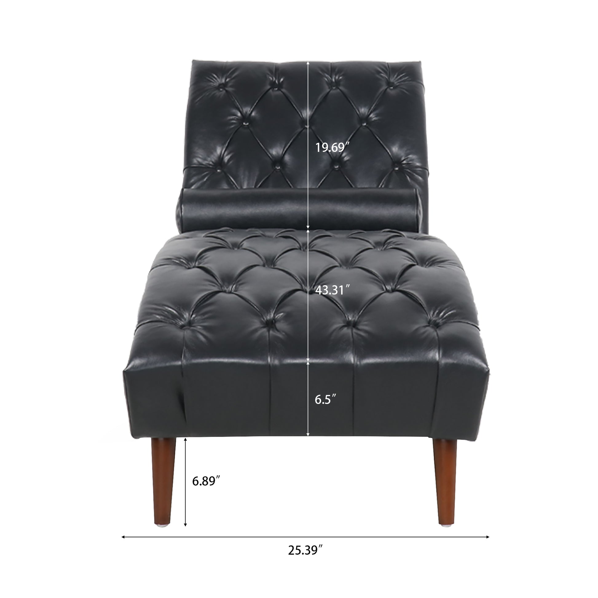 Upholstered Chaise Lounge Black Pu