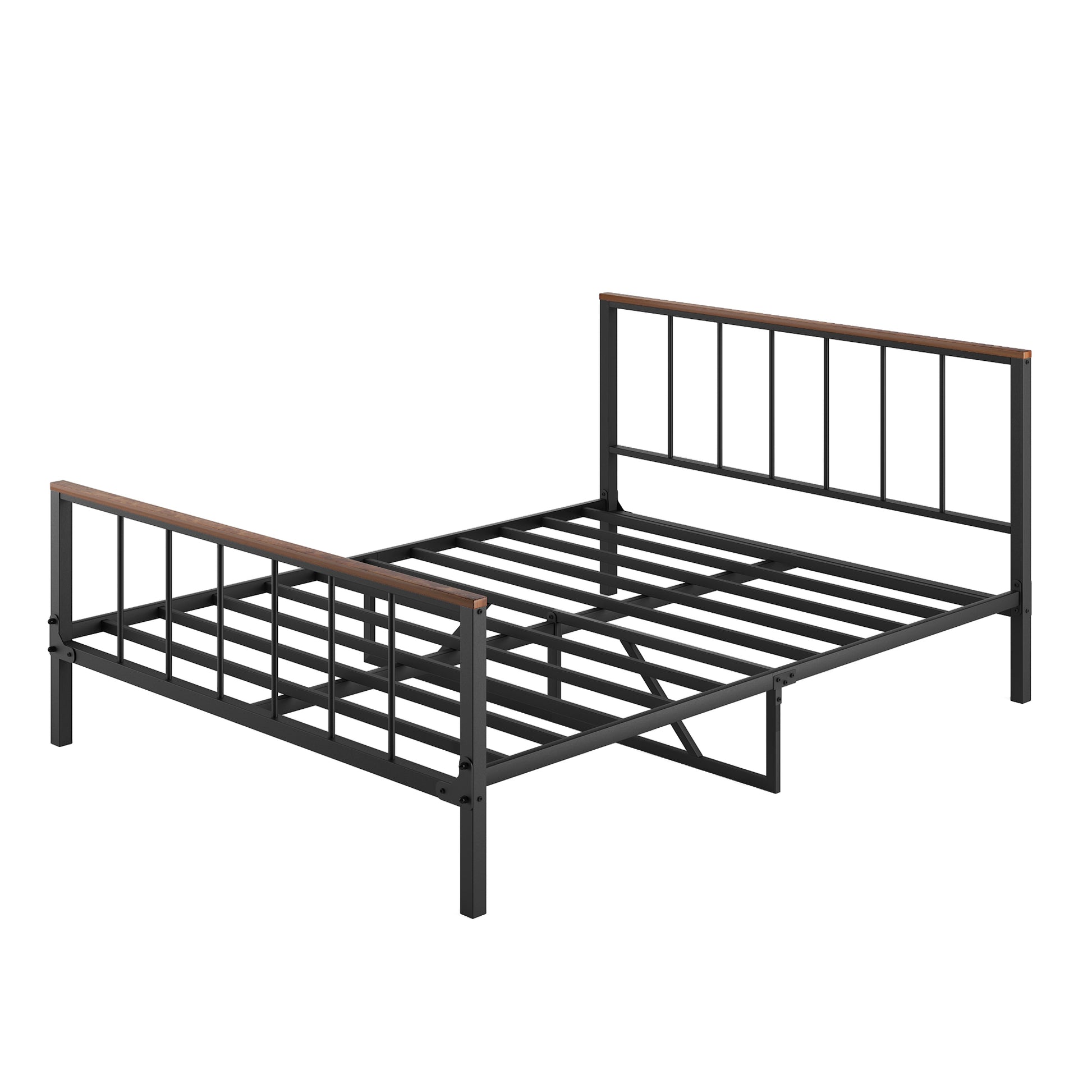 Metal Platform Bed Frame With Headboard And Footboard,Sturdy Metal Frame,No Box Spring Needed Queen Queen Black Metal