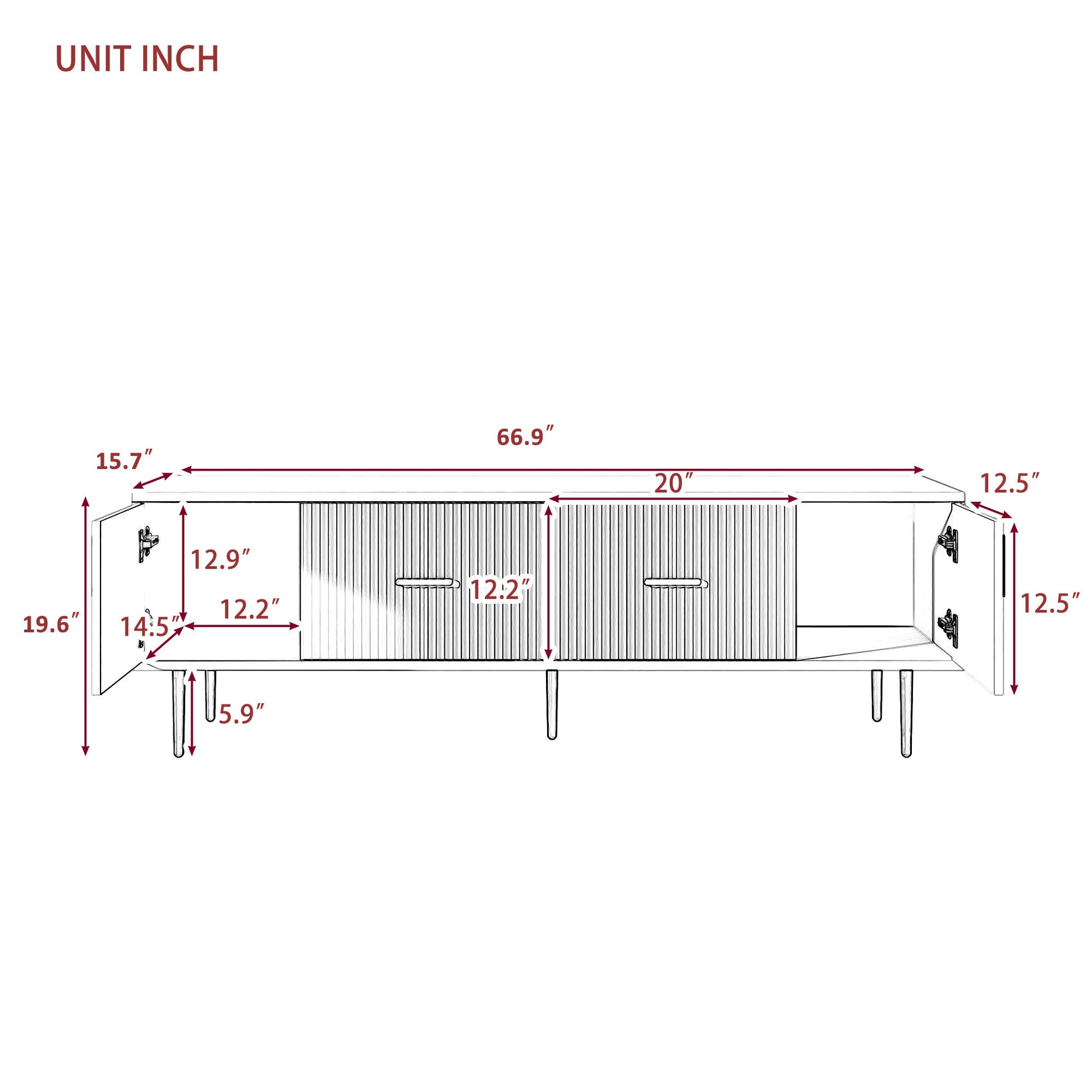 Modern Tv Stand With 5 Champagne Legs Durable, Stylish And Spacious, Tvs Up To 75'' Black 70 79 Inches Mdf