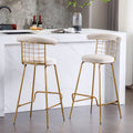 Bar Stool Set Of 2, Luxury Velvet High Bar Stool With Metal Legs And Soft Back, Pub Stool Chairs Armless Modern Kitchen High Dining Chairs With Metal Legs, Beige Beige Velvet