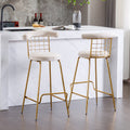 Bar Stool Set Of 2, Luxury Velvet High Bar Stool With Metal Legs And Soft Back, Pub Stool Chairs Armless Modern Kitchen High Dining Chairs With Metal Legs, Beige Beige Velvet