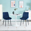 Dining Chair 2Pcs Blue Modern Style Technology Suitable For Restaurants, Cafes, Taverns, Offices, Living Rooms, Reception Rooms.Simple Structure, Easy Installation. Blue Polyester Velvet