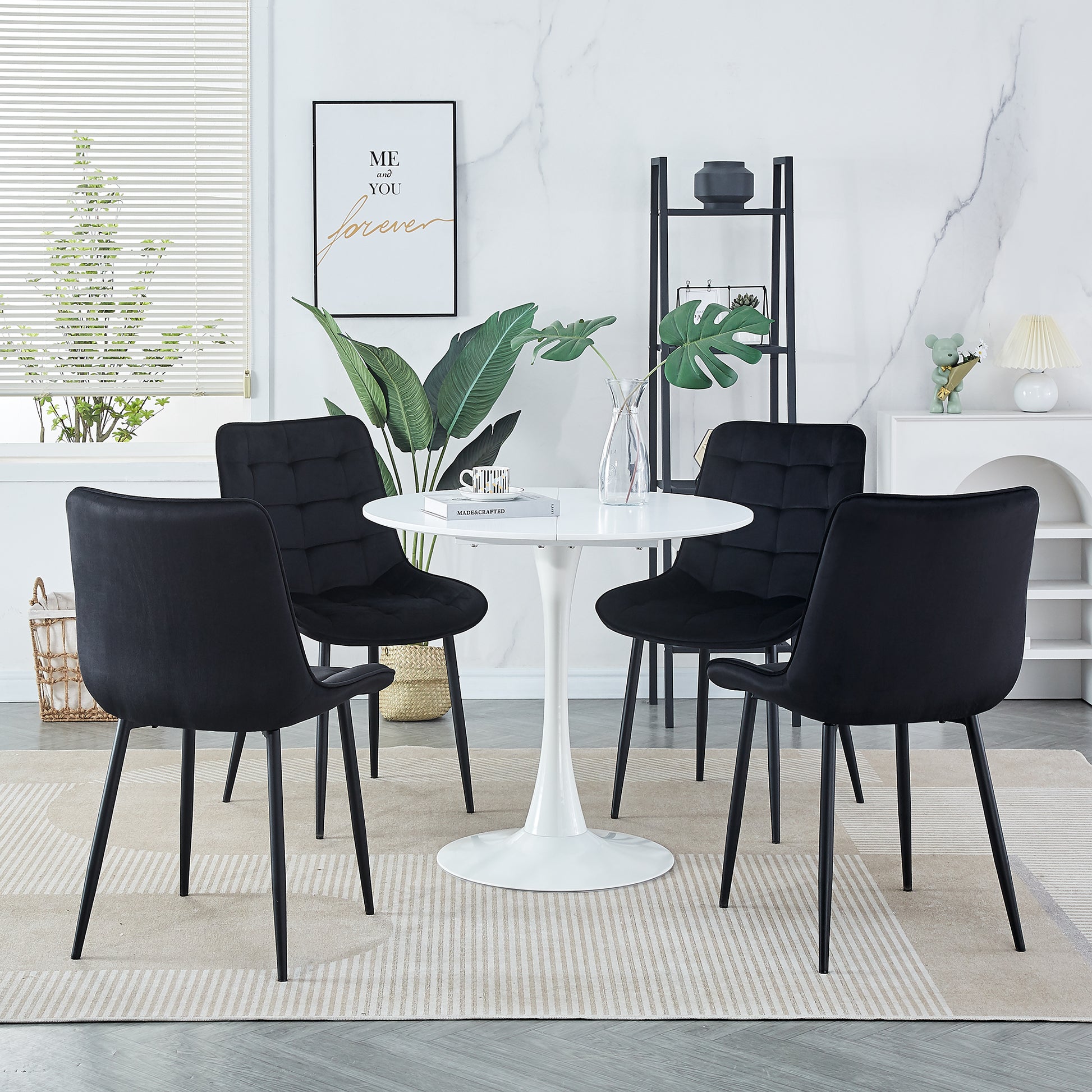 Dining Chair 2Pcs Black Modern Style Technology Suitable For Restaurants, Cafes, Taverns, Offices, Living Rooms, Reception Rooms.Simple Structure, Easy Installation. Black Velvet