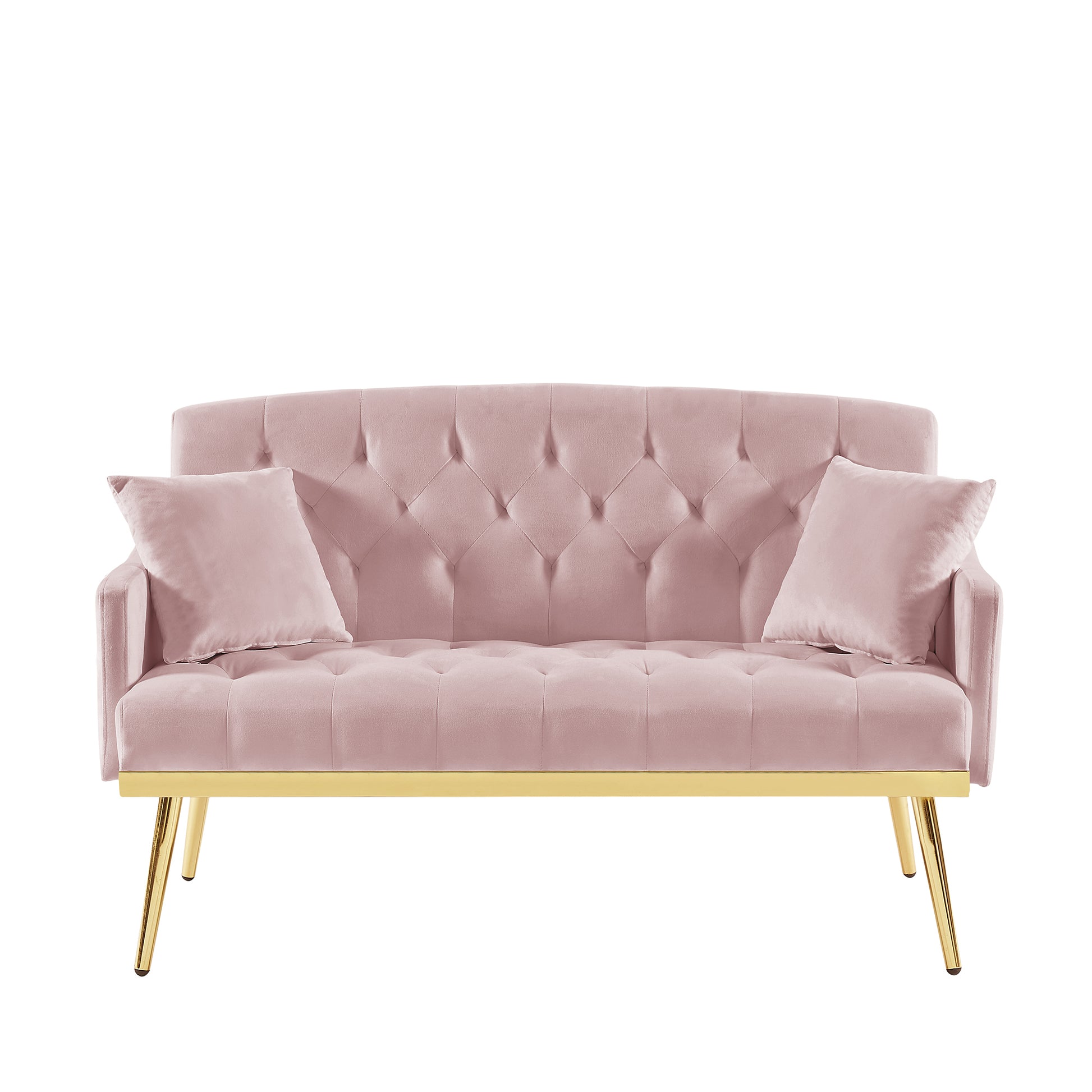 Pink 2 Seater Sofa Pink Wood Tufted Back Velvet 2 Seat