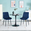 Dining Chair 2Pcs Blue Modern Style Technology Suitable For Restaurants, Cafes, Taverns, Offices, Living Rooms, Reception Rooms.Simple Structure, Easy Installation. Blue Polyester Velvet