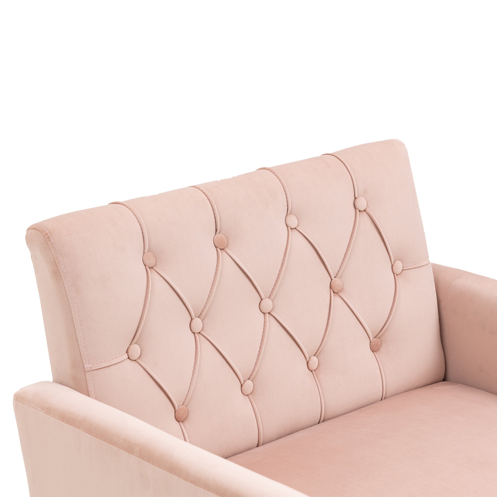 Coolmore Velvet Armchair Single Sofa Modern Tufted Upholstered Side Reading Chairs With Arm And Gold Metal Leg For Living Room Bedroom Pink Pink Foam Velvet