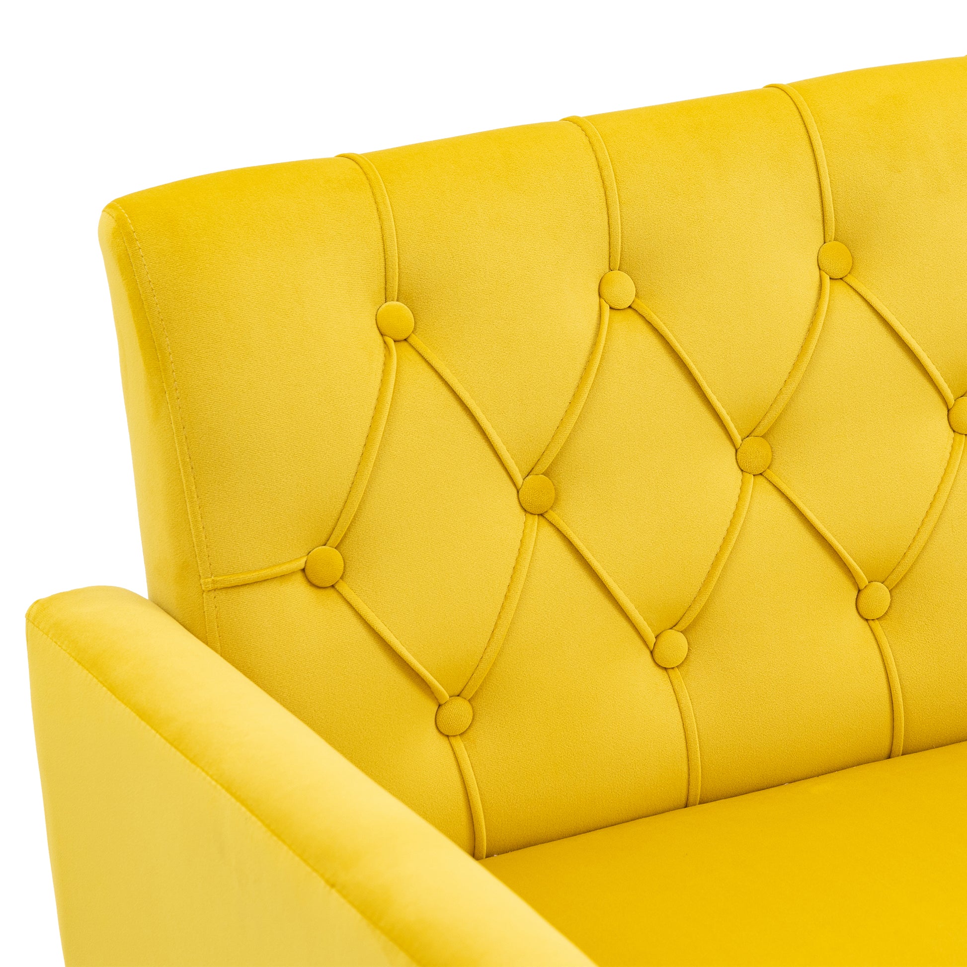 Coolmore Velvet Armchair Single Sofa Modern Tufted Upholstered Side Reading Chairs With Arm And Gold Metal Leg For Living Room Bedroom Mustard Mustard Foam Velvet