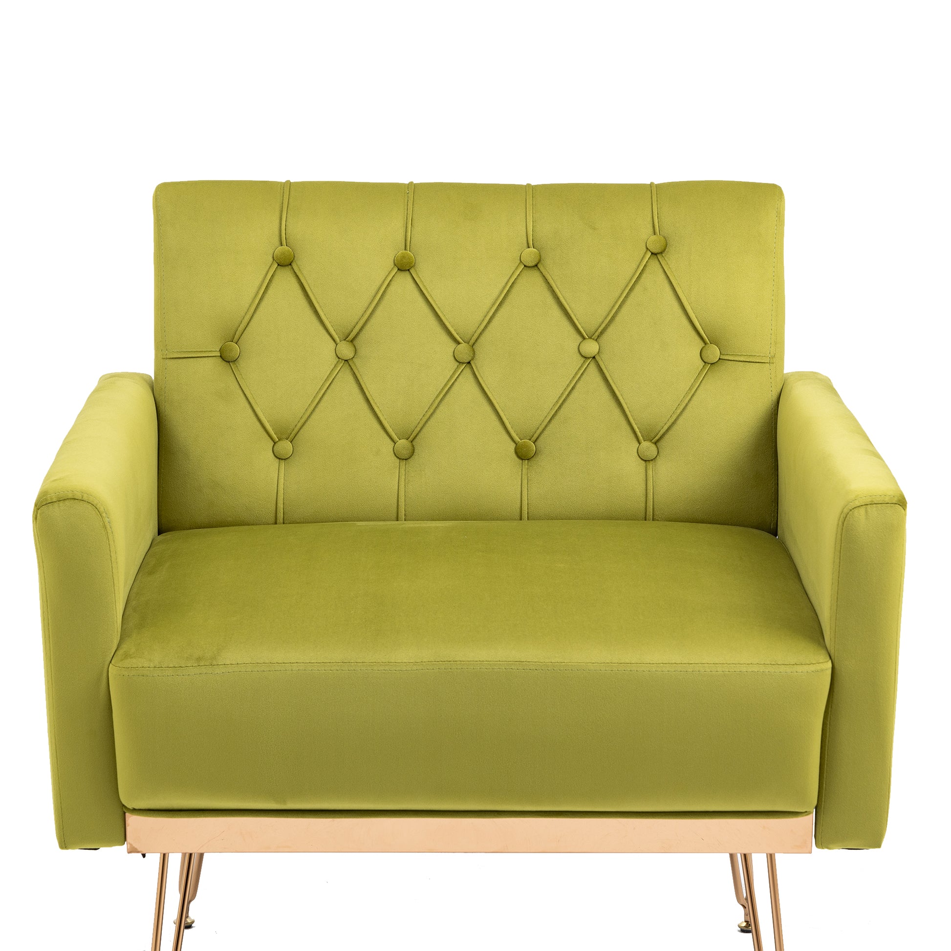 Coolmore Velvet Armchair Single Sofa Modern Tufted Upholstered Side Reading Chairs With Arm And Gold Metal Leg For Living Room Bedroom Olive Green Olive Green Foam Velvet