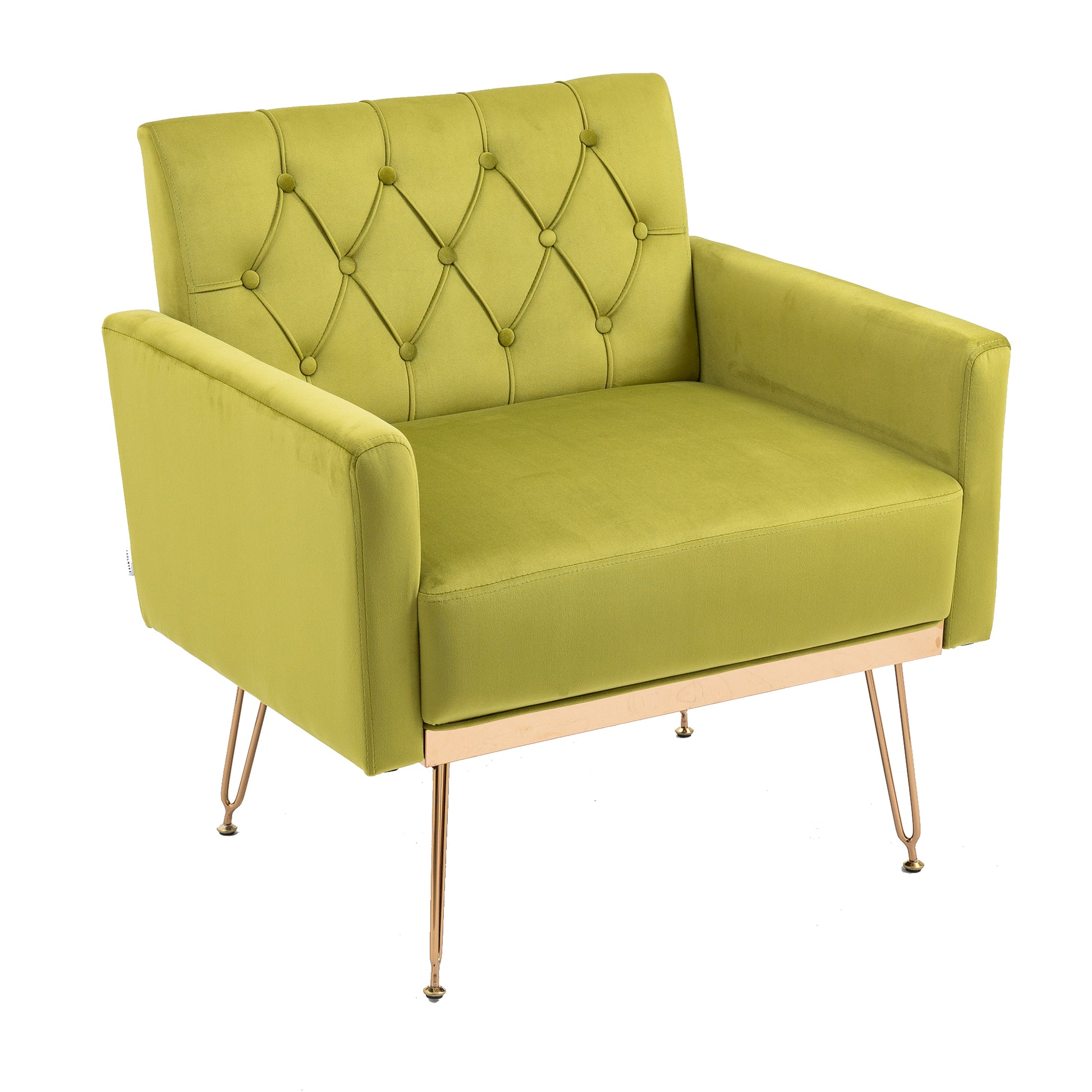 Coolmore Velvet Armchair Single Sofa Modern Tufted Upholstered Side Reading Chairs With Arm And Gold Metal Leg For Living Room Bedroom Olive Green Olive Green Foam Velvet