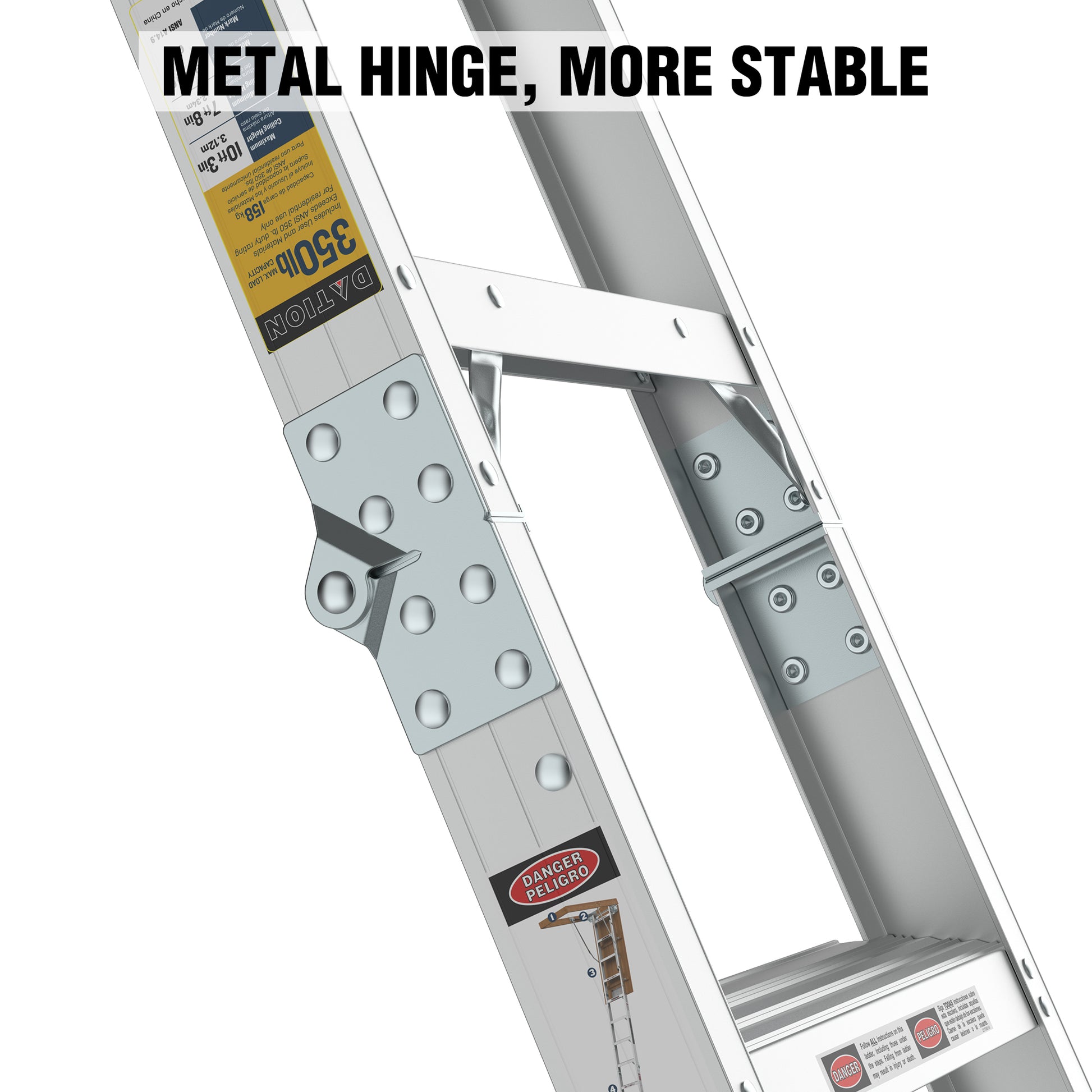 Household Aluminum Alloy Manual Lifting Attic Ladder silver-abs-aluminium