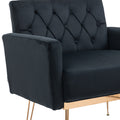 Coolmore Velvet Armchair Single Sofa Modern Tufted Upholstered Side Reading Chairs With Arm And Gold Metal Leg For Living Room Bedroom Black Black Foam Velvet