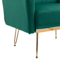 Coolmore Velvet Armchair Single Sofa Modern Tufted Upholstered Side Reading Chairs With Arm And Gold Metal Leg For Living Room Bedroom Green Green Foam Velvet