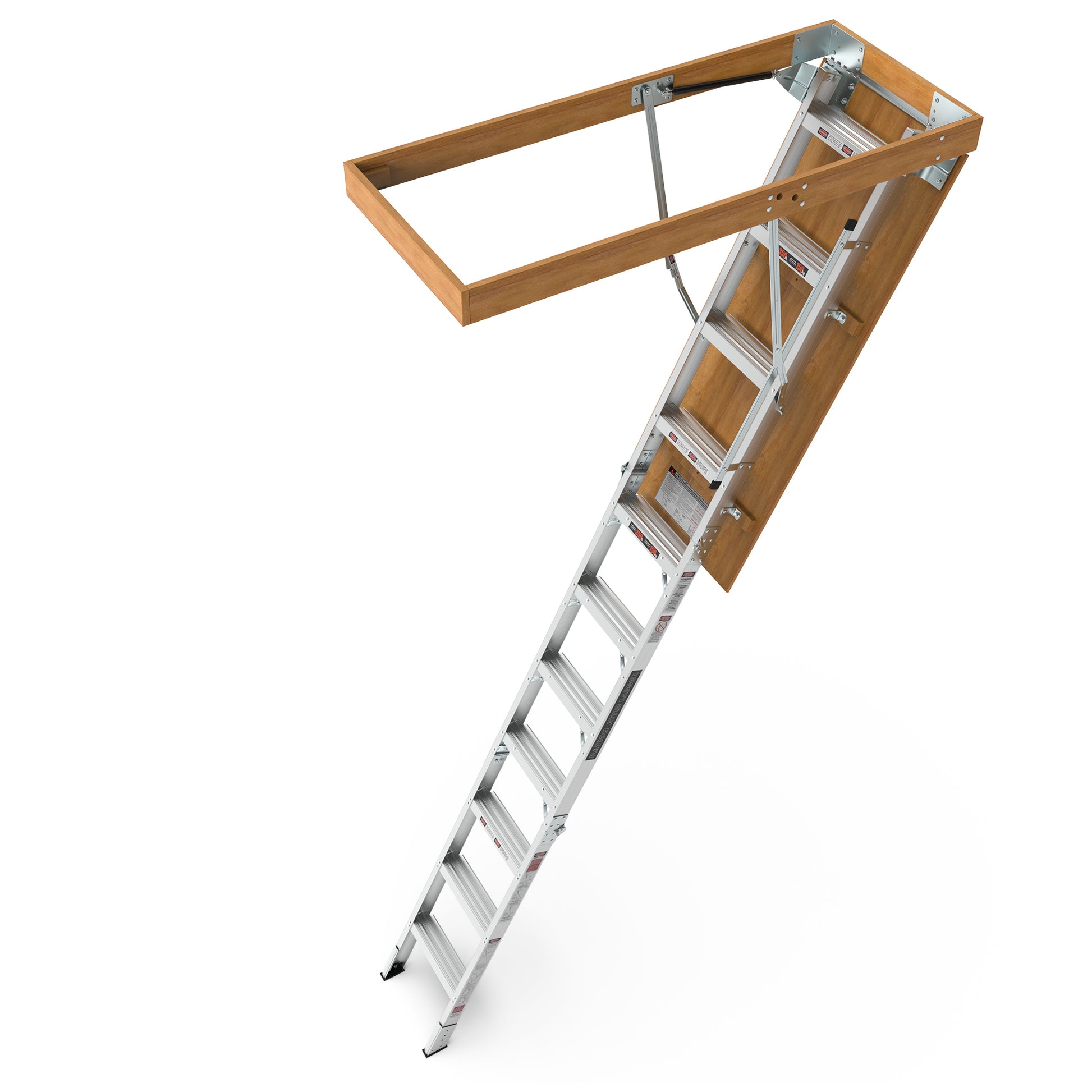 Household Aluminum Alloy Manual Lifting Attic Ladder silver-abs-aluminium