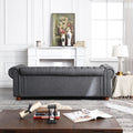 Classic Chesterfield Sofa Dark Grey Faux Leather dark grey-foam-technical leather