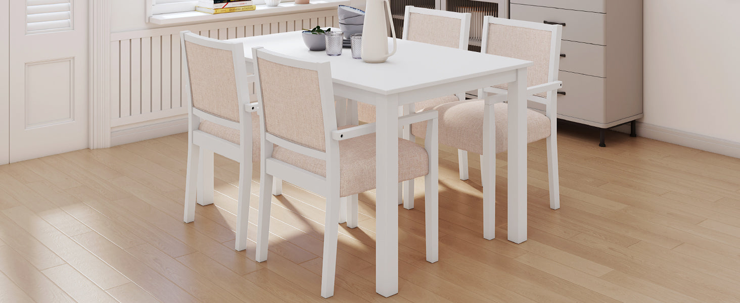 Wood 5 Piece Dining Table Set with 4 Arm
