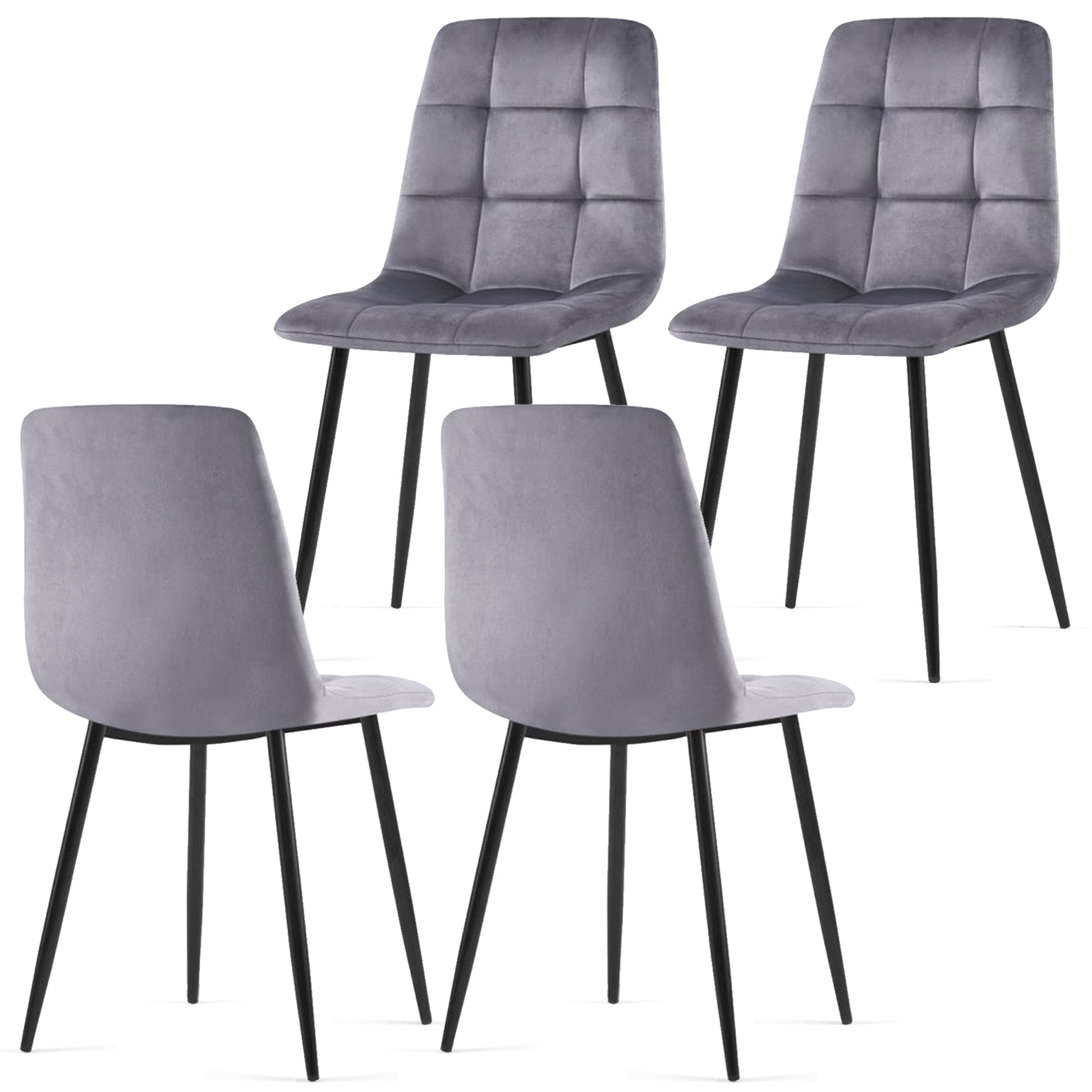 Grey Velvet Dining Chairs Set Of 4 Dining Chairs Living Room Chair Modern Kitchen Armless Side Chair Metal Grey Dining Room Dry Clean Classic Solid Back Set Of 4 Or More Foam Velvet