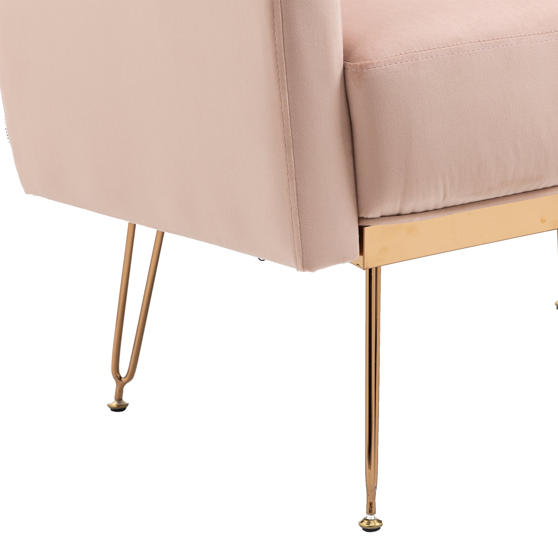 Coolmore Velvet Armchair Single Sofa Modern Tufted Upholstered Side Reading Chairs With Arm And Gold Metal Leg For Living Room Bedroom Pink Pink Foam Velvet