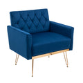 Coolmore Velvet Armchair Single Sofa Modern Tufted Upholstered Side Reading Chairs With Arm And Gold Metal Leg For Living Room Bedroom Navy Navy Foam Velvet