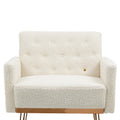 Coolmore Armchair Single Sofa Modern Tufted Upholstered Side Reading Chairs With Arm And Gold Metal Leg For Living Room Bedroom White Teddy White Teddy Foam Teddy