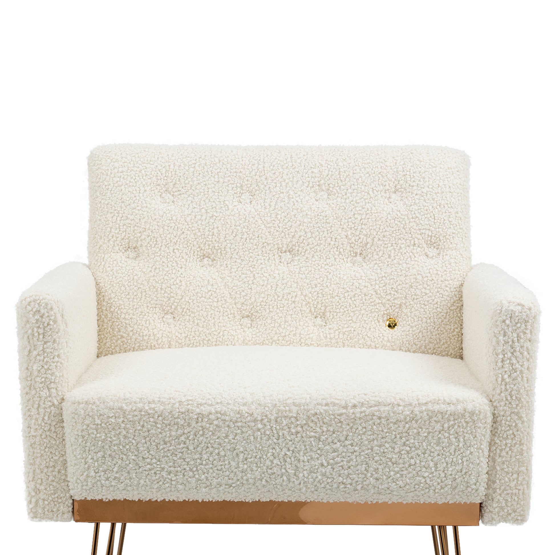 Coolmore Armchair Single Sofa Modern Tufted Upholstered Side Reading Chairs With Arm And Gold Metal Leg For Living Room Bedroom White Teddy White Teddy Foam Teddy