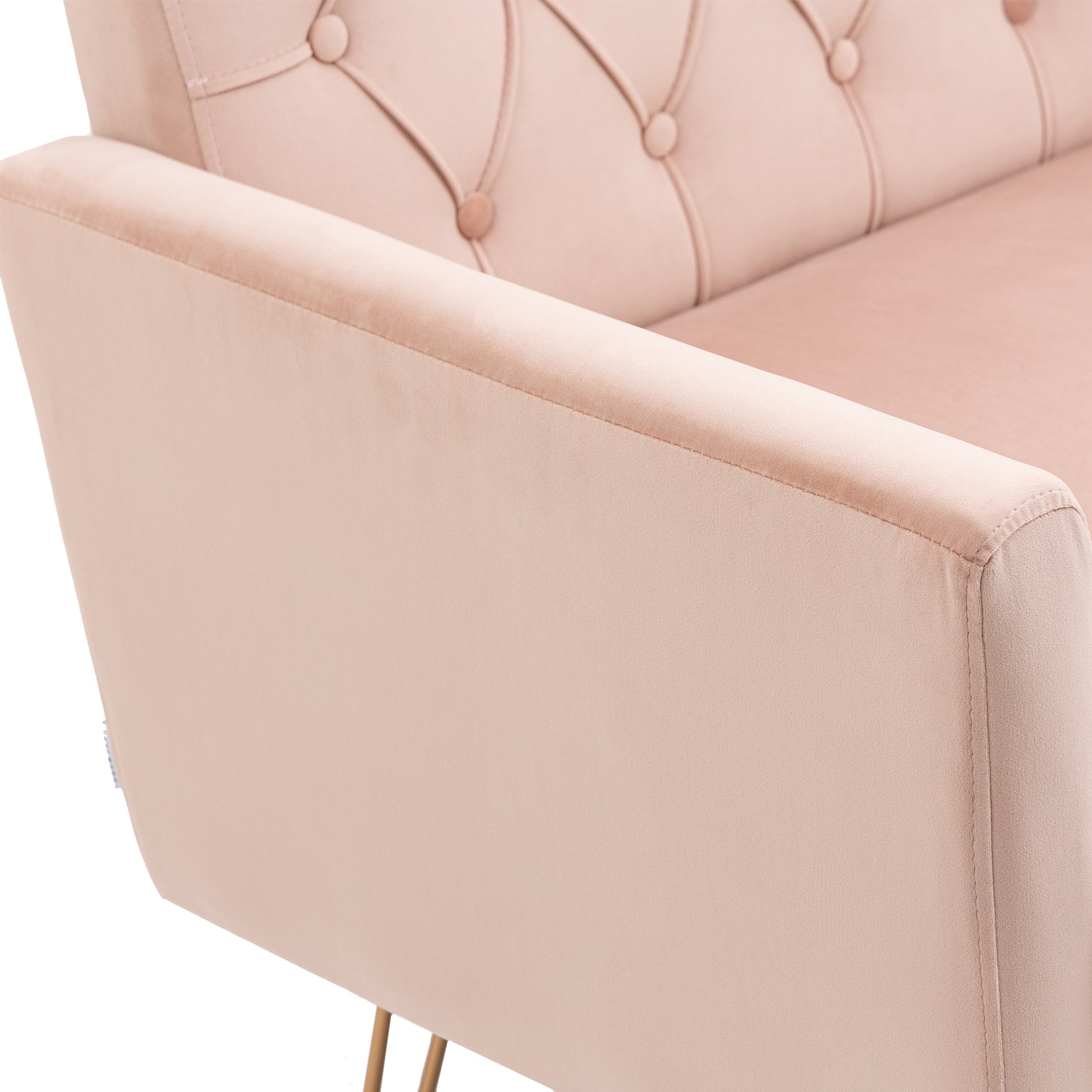 Coolmore Velvet Armchair Single Sofa Modern Tufted Upholstered Side Reading Chairs With Arm And Gold Metal Leg For Living Room Bedroom Pink Pink Foam Velvet