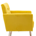 Coolmore Velvet Armchair Single Sofa Modern Tufted Upholstered Side Reading Chairs With Arm And Gold Metal Leg For Living Room Bedroom Mustard Mustard Foam Velvet